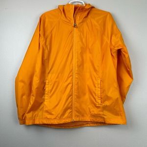L.L. Bean Orange Packable Hooded Windbreaker Jacket
